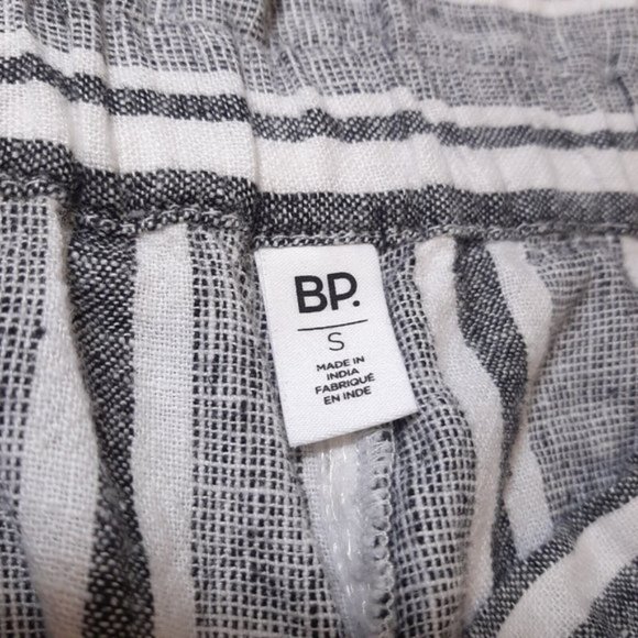 BP Linen Baja Shorts Womens Size Small Gray High Waist Pull On Chino Striped - Picture 7 of 9